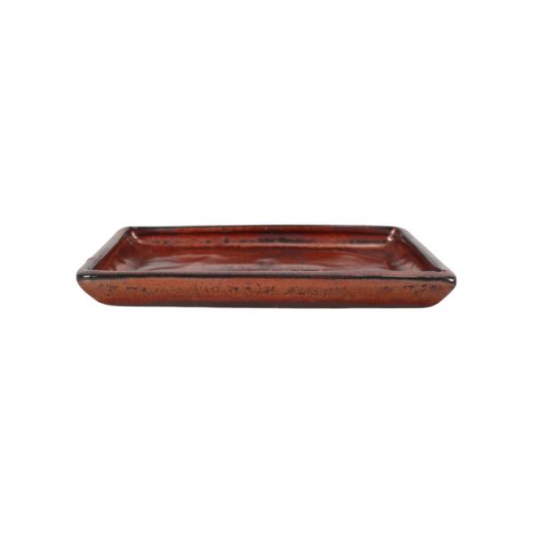 Luso Bonsai Prato Cerâmico Rectangular 21*16*2 cm Castanho Oxido - 86670