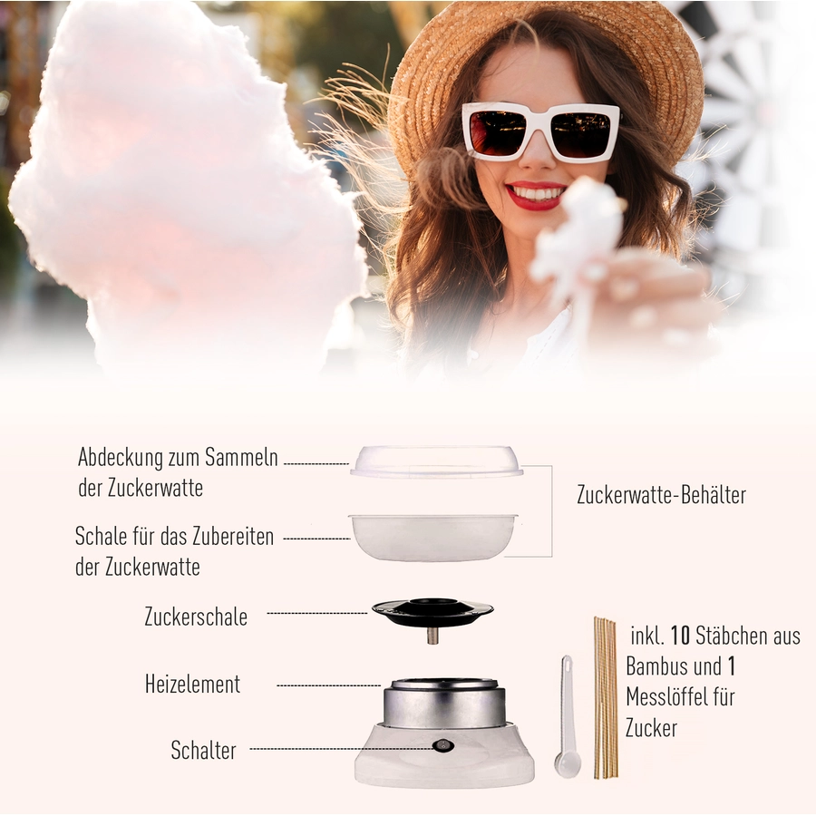 HOMCOM Zuckerwattemaschine weiß