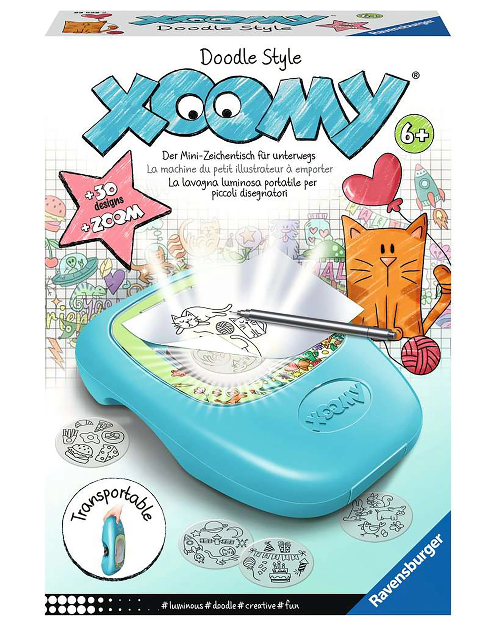 Mini-Zeichentisch XOOMY® MIDI DOODLE STYLE in hellblau