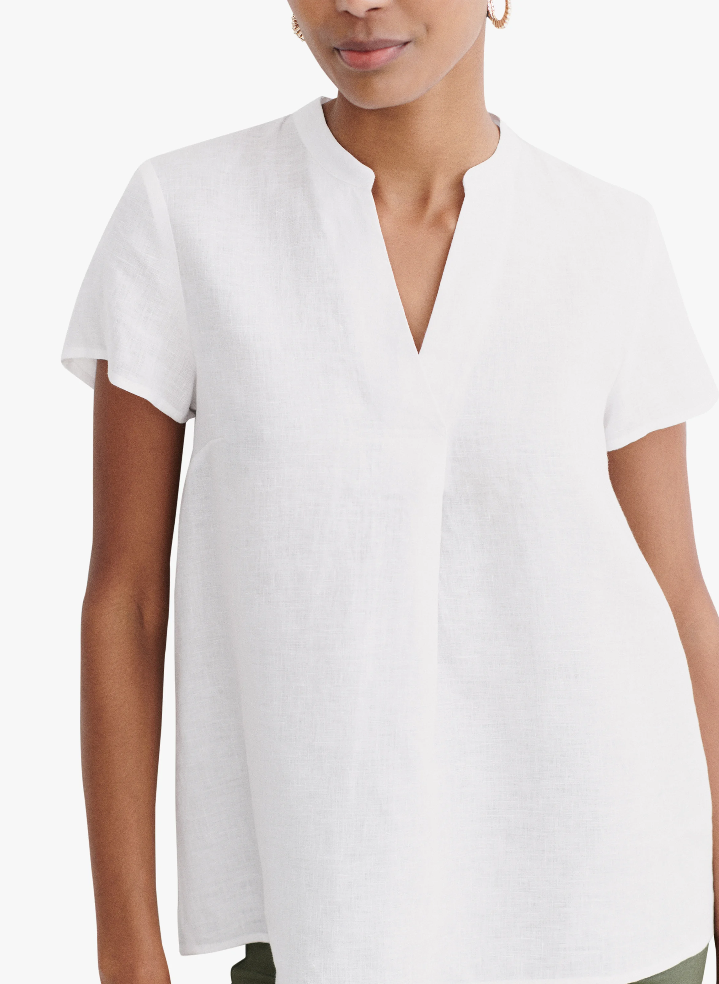 KATB - Top col V en lin | Blanc