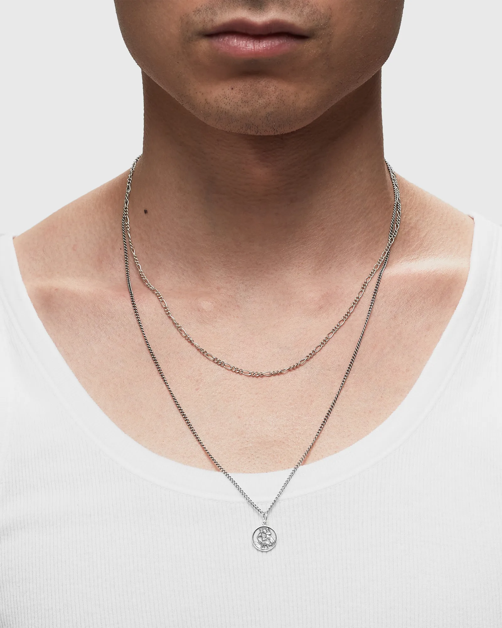 Serge DeNimes Silver Multi Chain St Christopher Necklace
