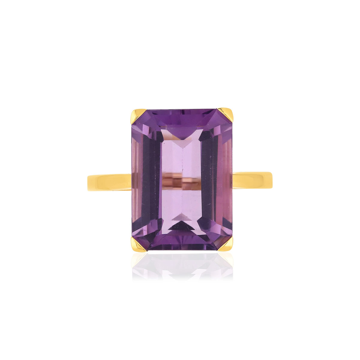 Bague or jaune 750, 1 Améthyste de 6,80 carats.
