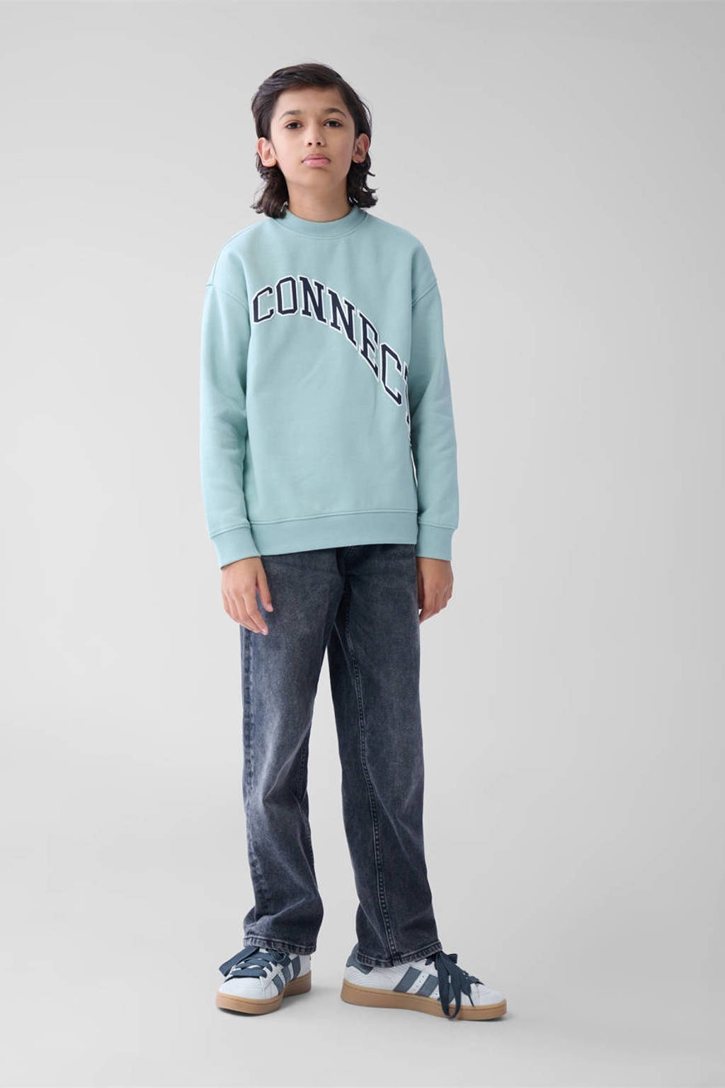 Shoeby sweater met tekst lichtgroen