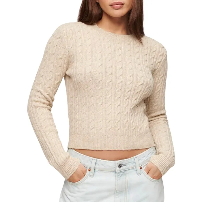 Superdry Fitted Cable Crew Neck Trui Dames