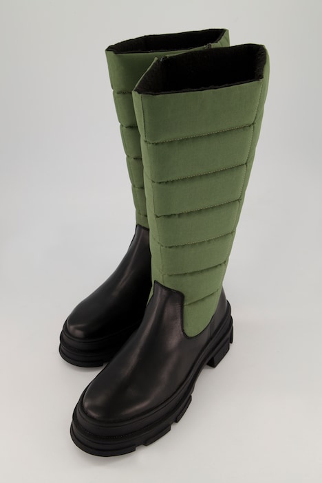 Lederstiefel, XL-Steppschaft, Fleecefutter, Weite H