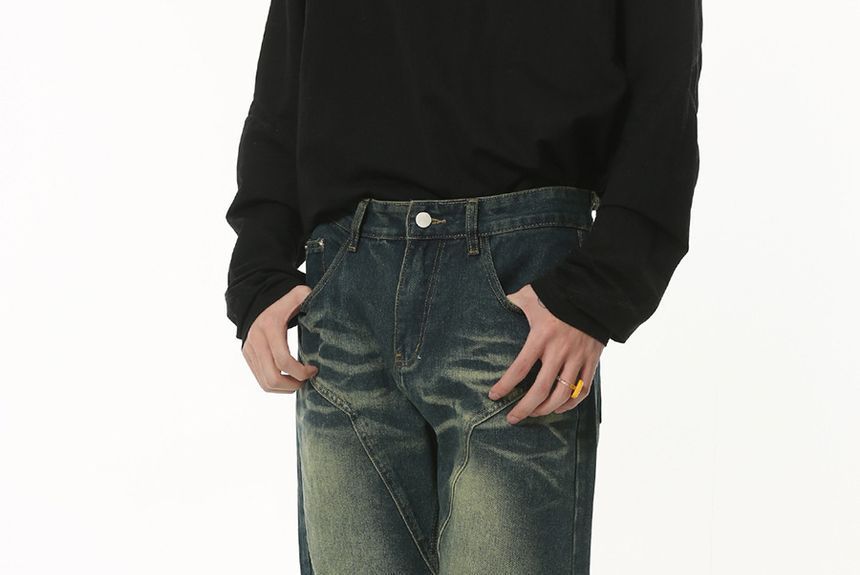 FAERIS - Mid Rise Washed Flared Jeans