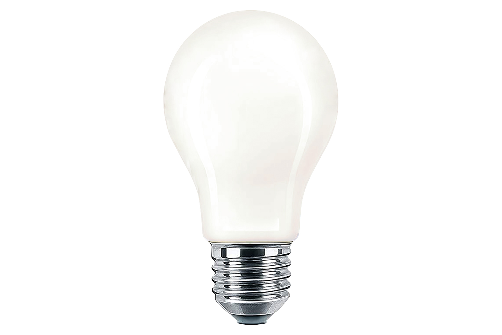 Normal LED-lyspære E27 Matt hvitt glass med E27-sokkel og varmhvitt lys. Ikke dimbar. 430lm.