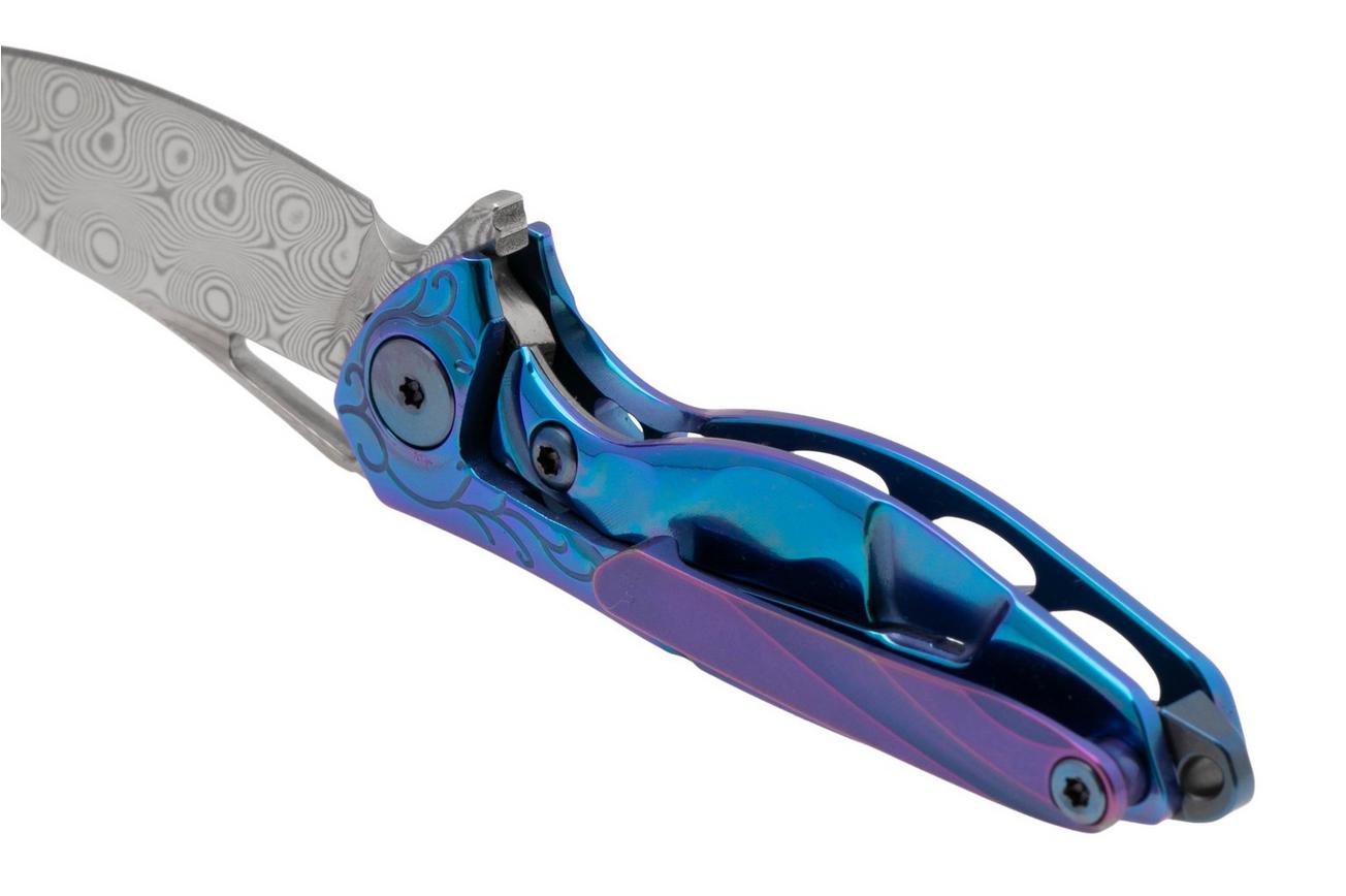 Rike Mini Hummingbird zakmes damascus, blauw