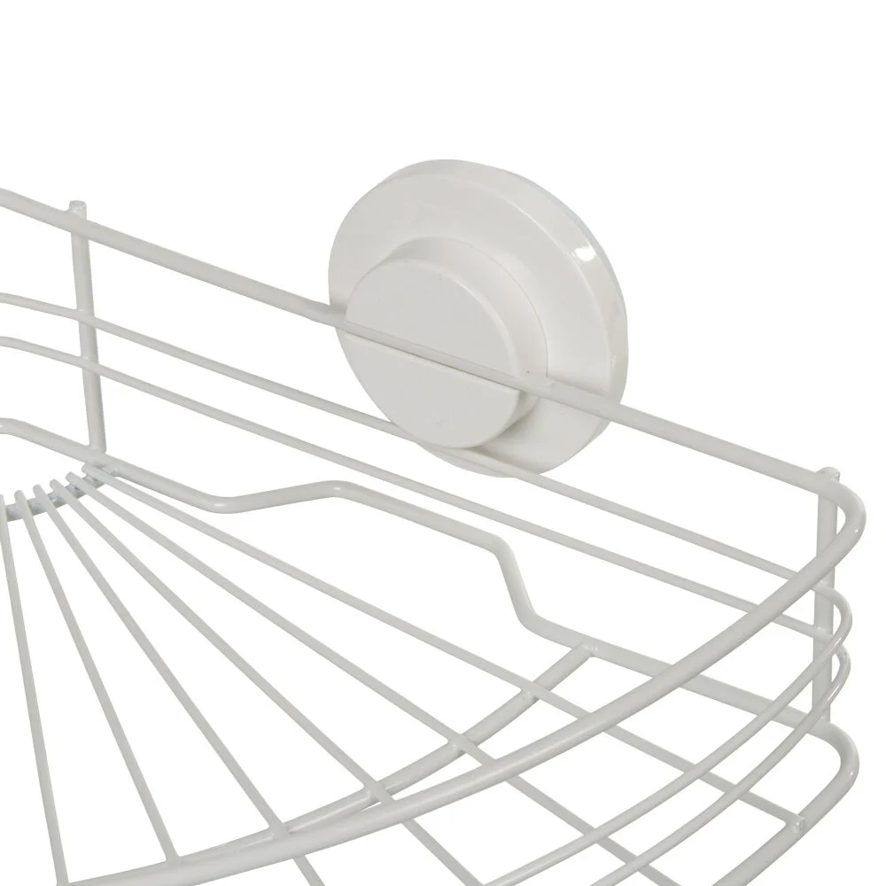 Étagère de douche panier d'angle à ventouse blanc