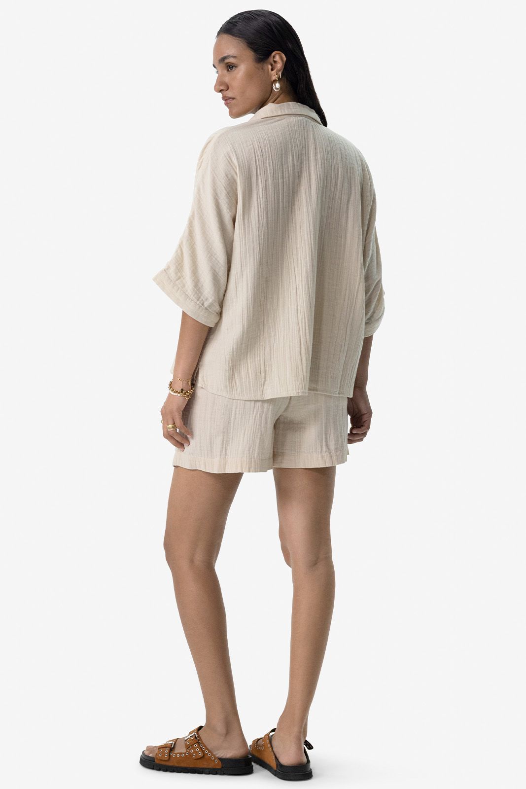 Beige mousseline shorts
