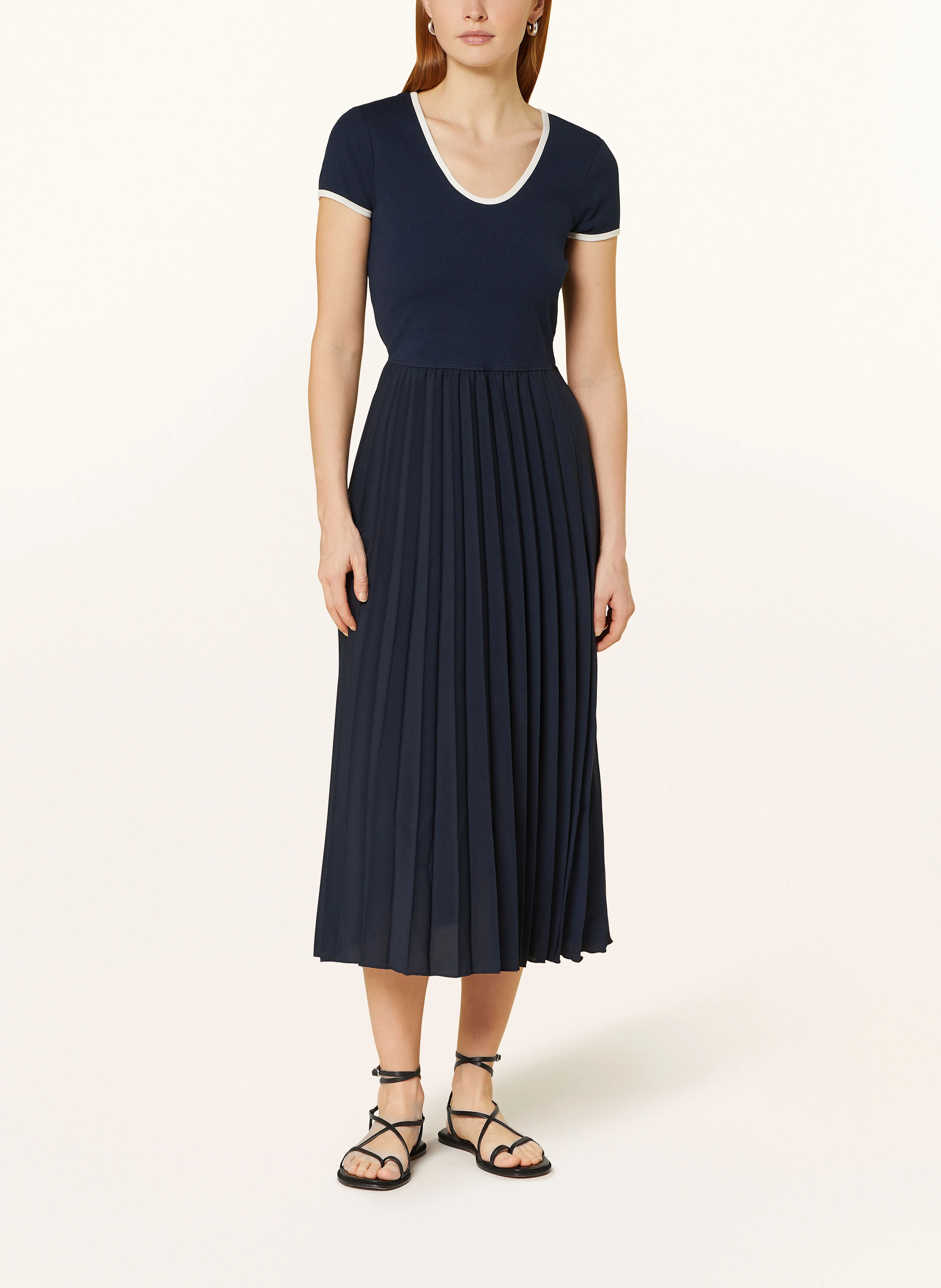 TOMMY HILFIGER Kleid im Materialmix mit Plissees