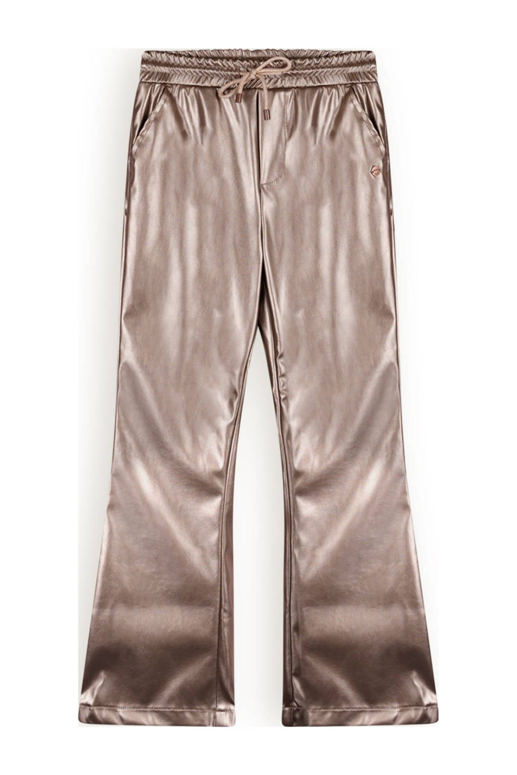 NONO imitatieleren bootcut broek Suna zand metallic