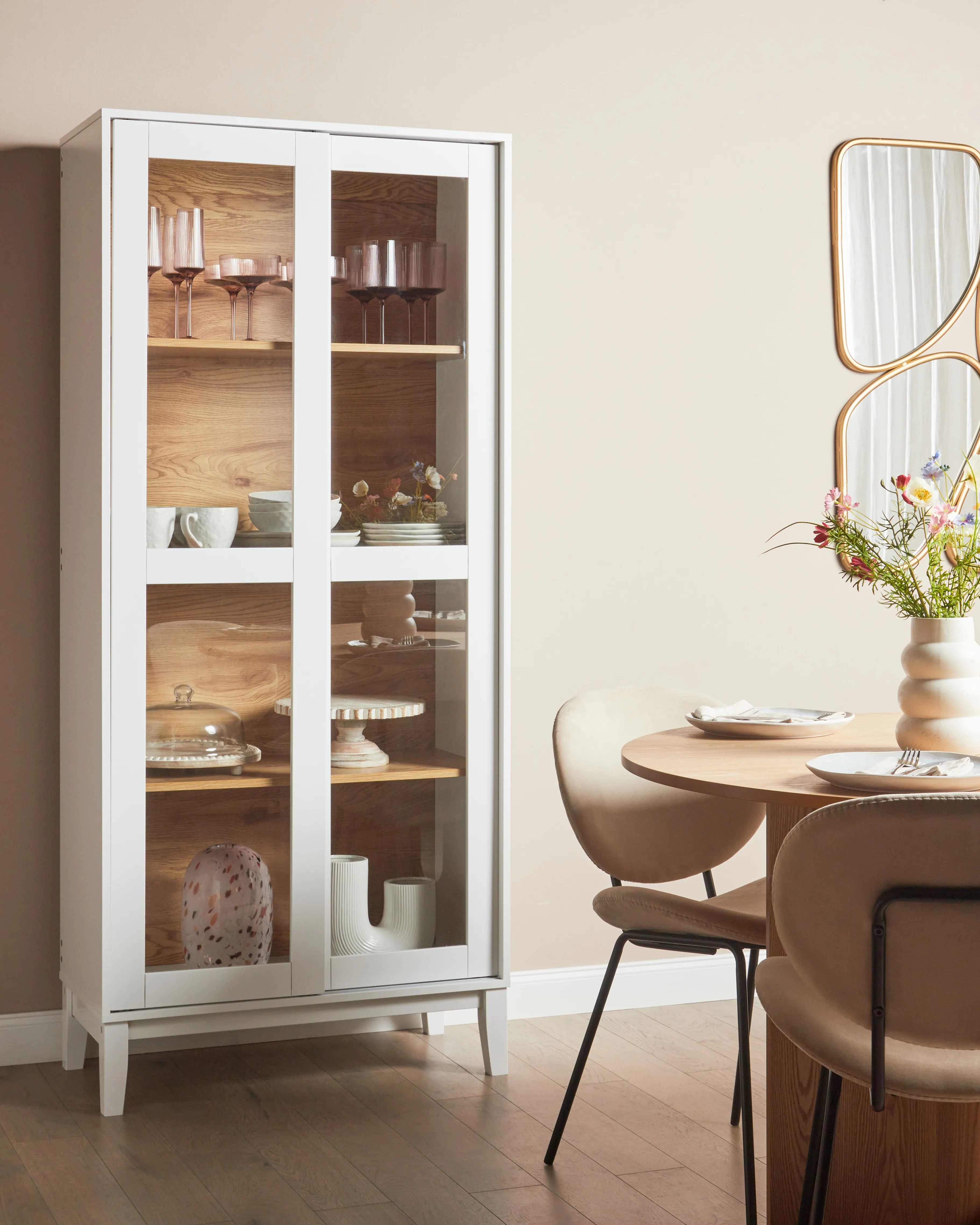 Glazen vitrinekast RUMSON 80 cm Wit
