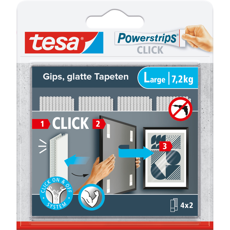 Tesa Powerstrips Click Large, 4 Stück