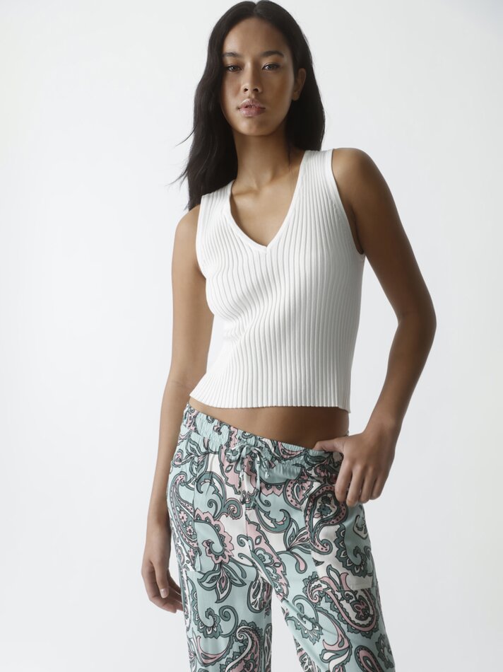 Calças fluidas estampadas - Verde Água