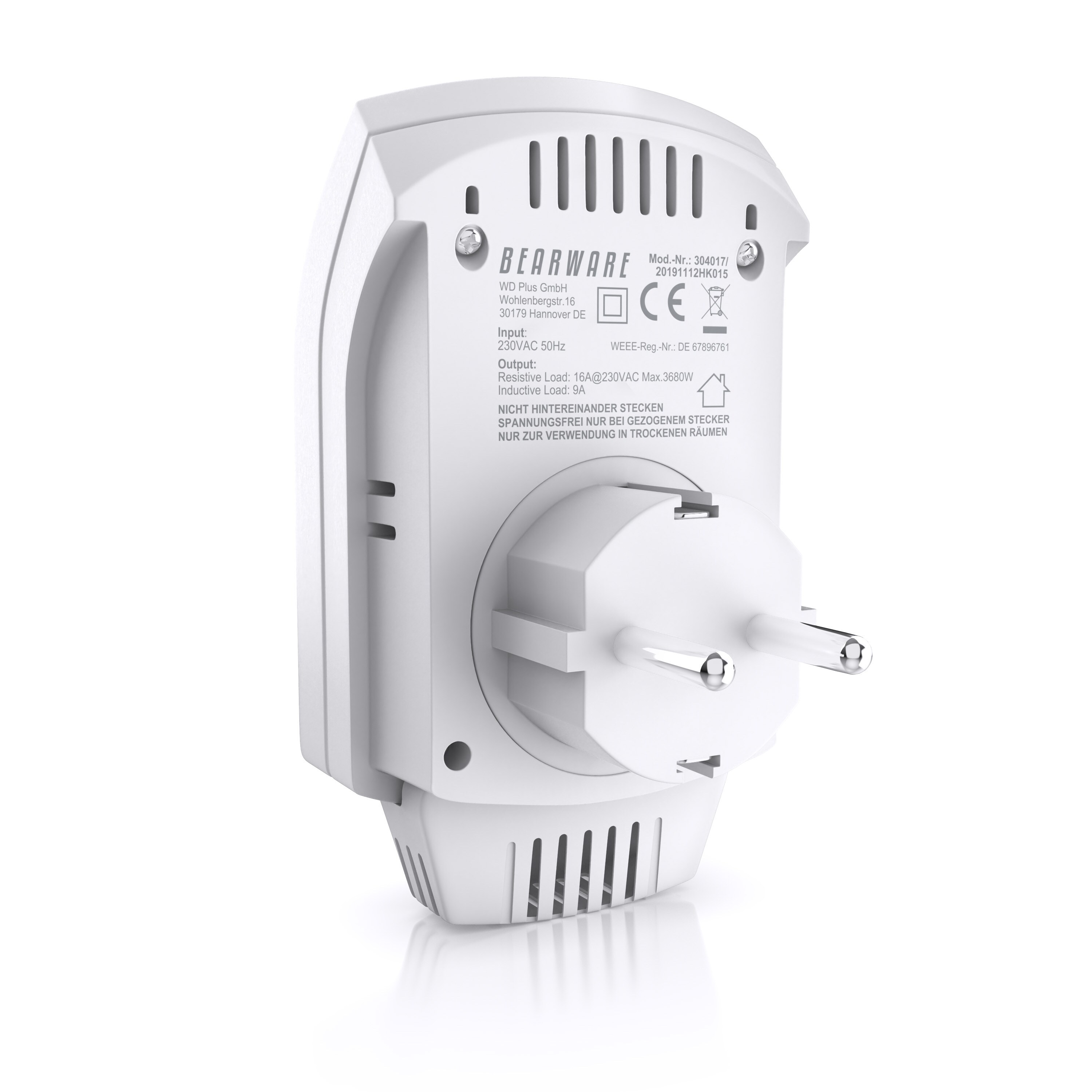 BEARWARE Steckdosen Thermostat programmierbar von 5°-30°C LCD Display mit Statusanzeige