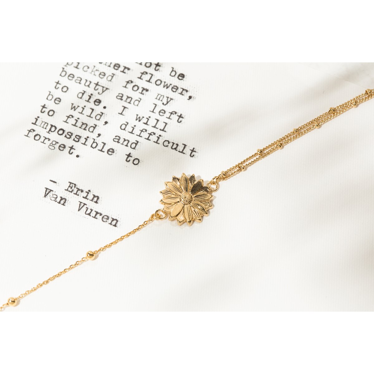 bracelet fleur doré à l'or fin - MAÏA