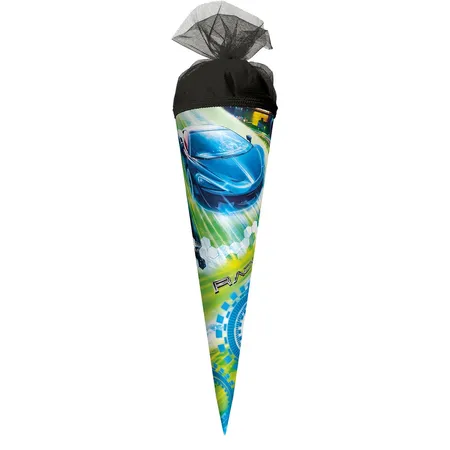 Roth Motiv-Schultüte Racing mit Tüllverschluss, rund, 22 cm