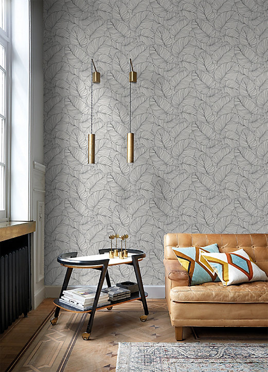 Papier peint vinyle expansé intissé Grandeco Isa noir et blanc