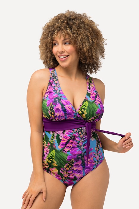 Badeanzug, Neckholder-Optik, Softcups, Blüten