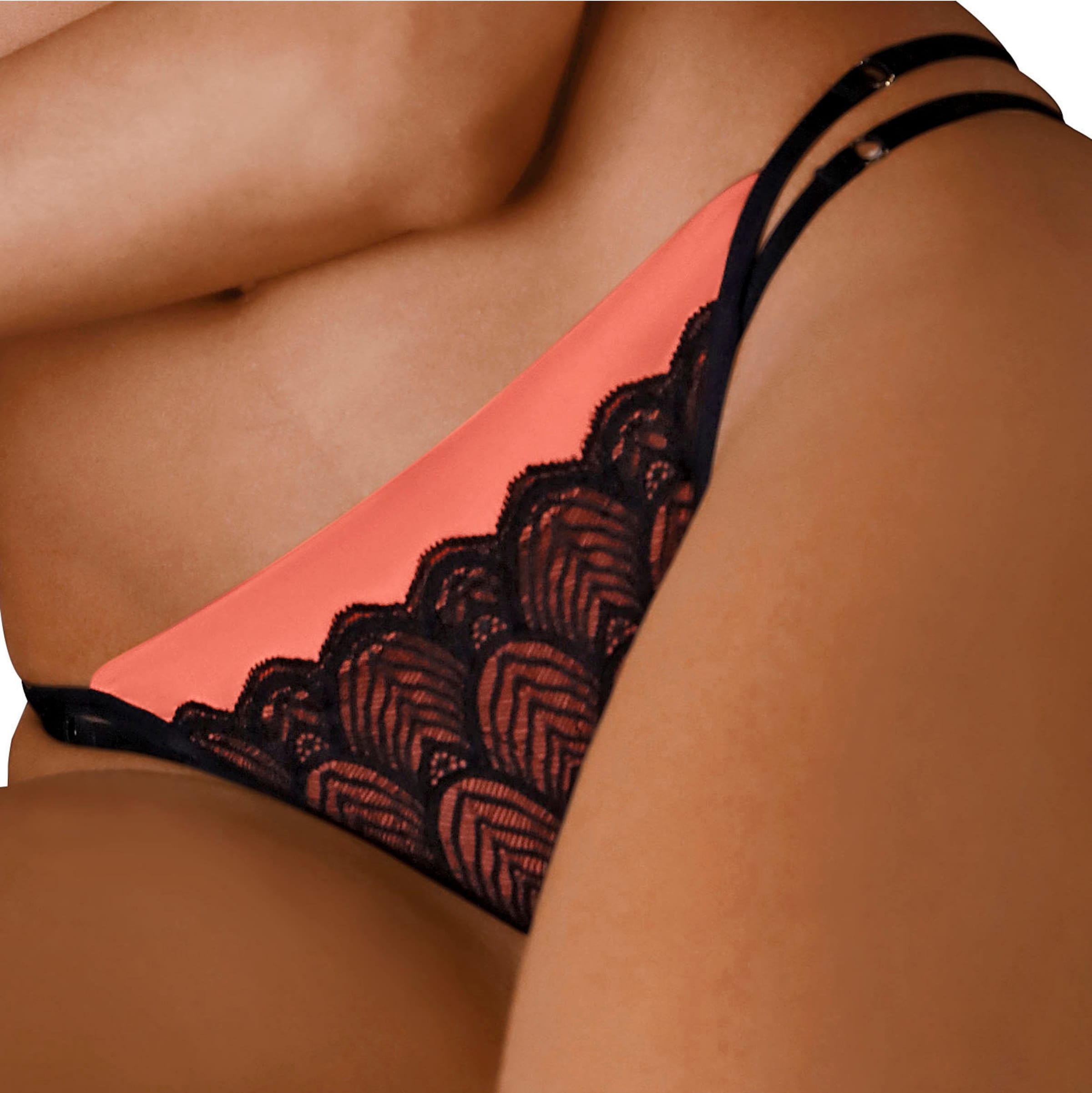 LASCANA String in schwarz-kupfer