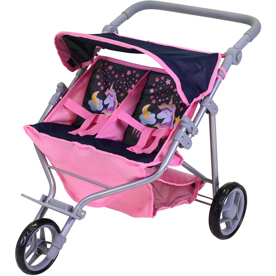 knorr toys® Zwillingspuppenwagen Duo - Magic Unicorn blau