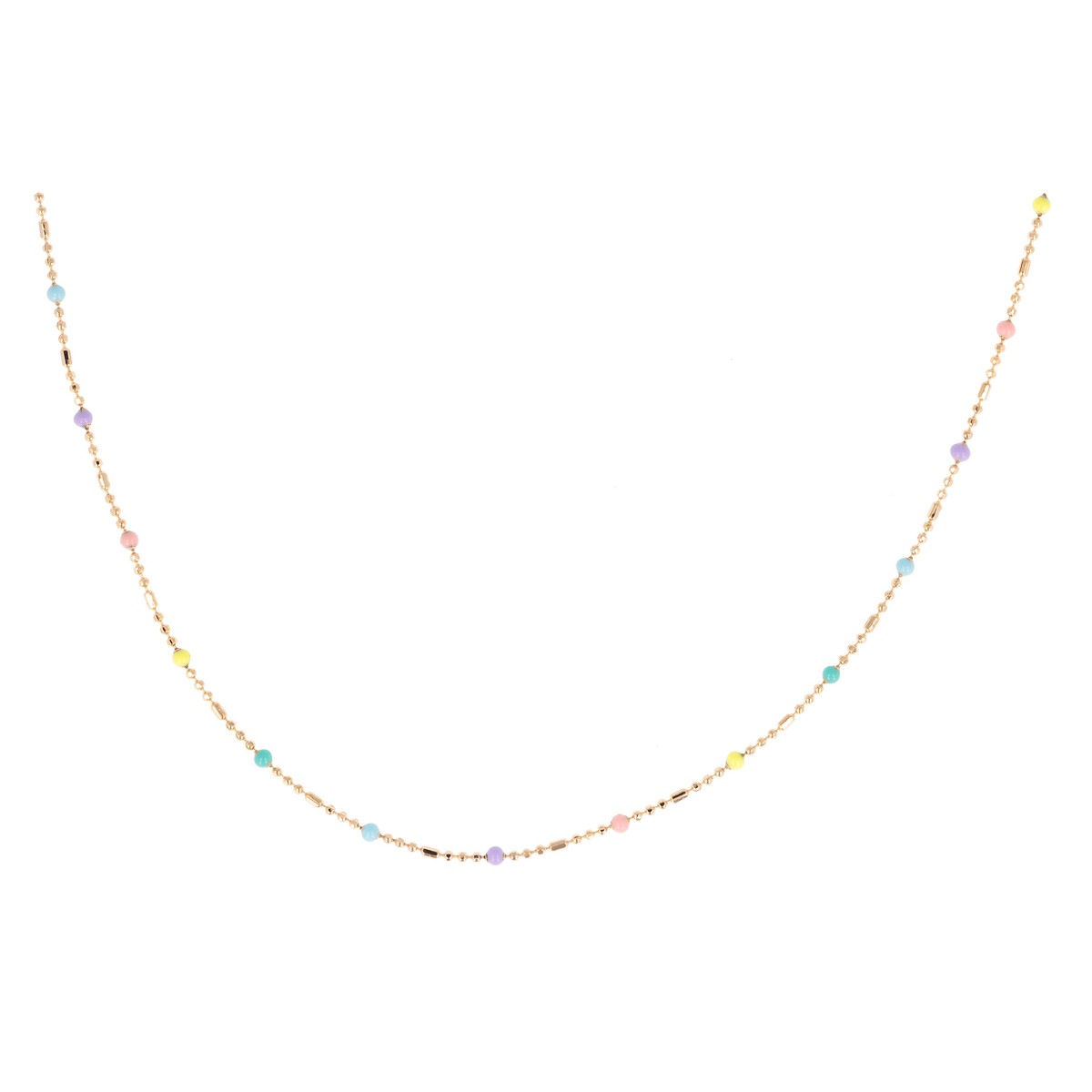 Collier plaqué or avec résine multicolore longueur reglable 40cm+5cm