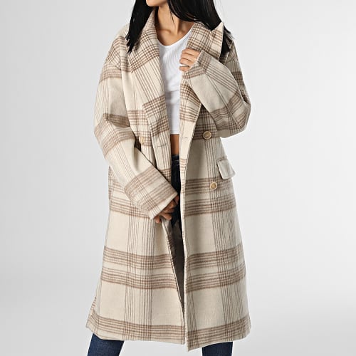 Manteau A Carreaux Femme W33507COW Beige