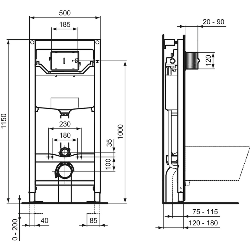 Ideal Standard ProSys inbouwreservoir 120M