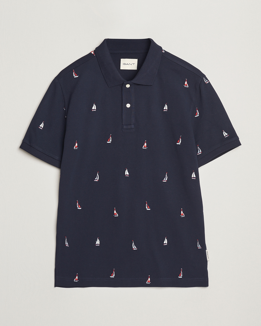 GANT Embroidered Sailing Polo Evening Blue