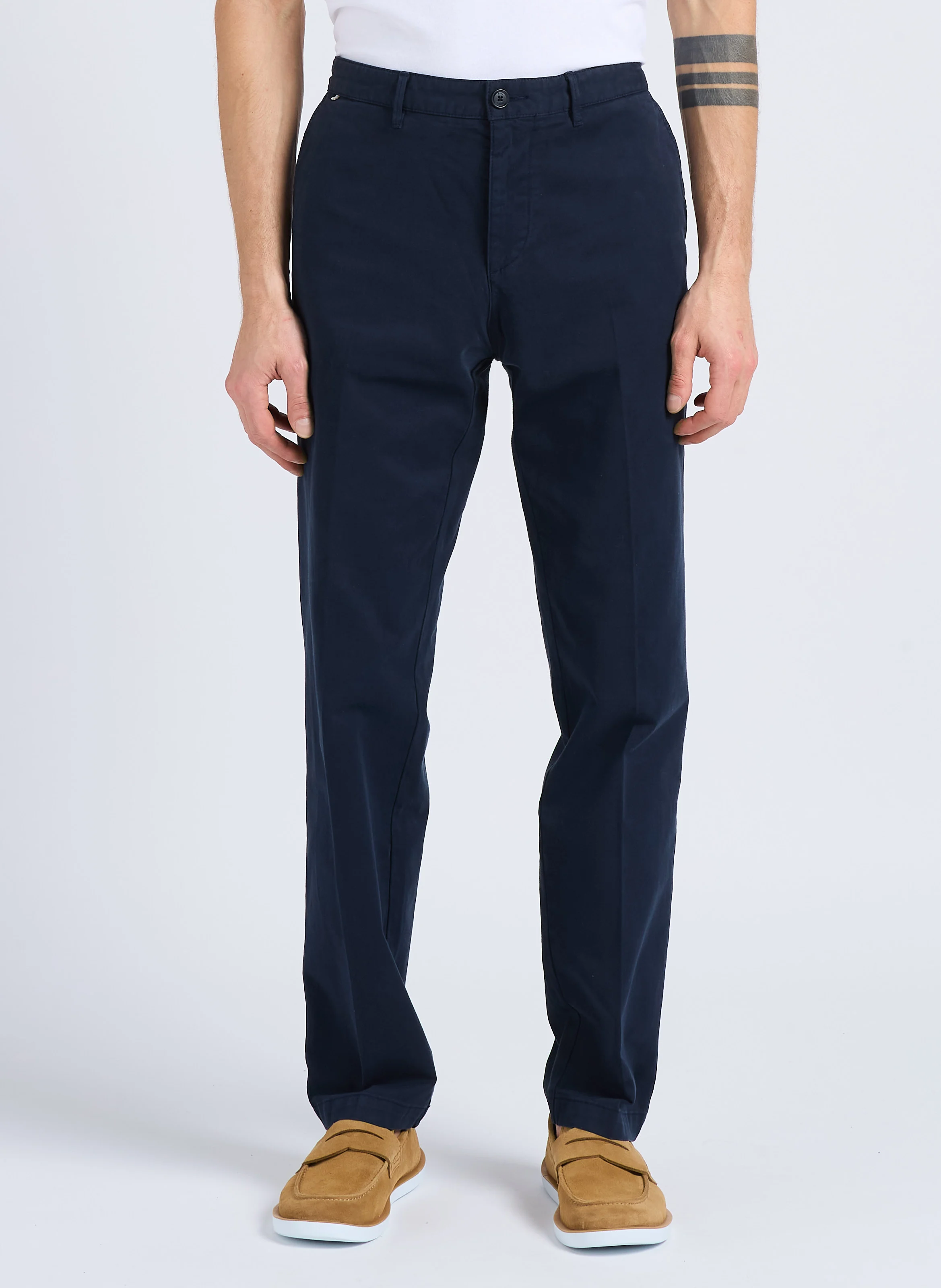 Pantalon à pinces regular-fit en coton | Bleu