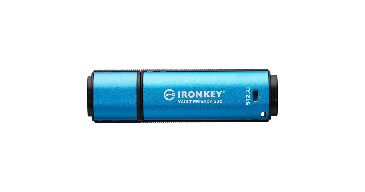 KingstonIronKey Vault Privacy 50 512 GB usb-stick  (Lichtblauw/zwart, USB-C 3.2 Gen 1)