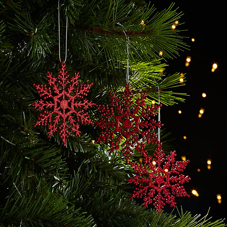 Assortiment 6 boules de noel Flocon rouge