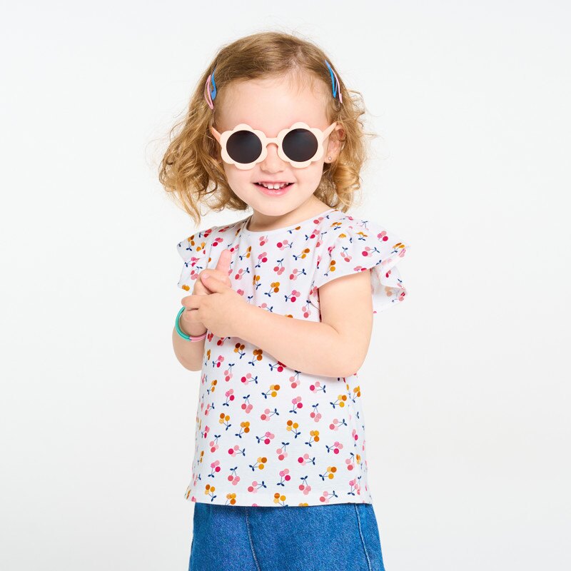 T-shirt fleuri blanc bébé fille Gris ou noir