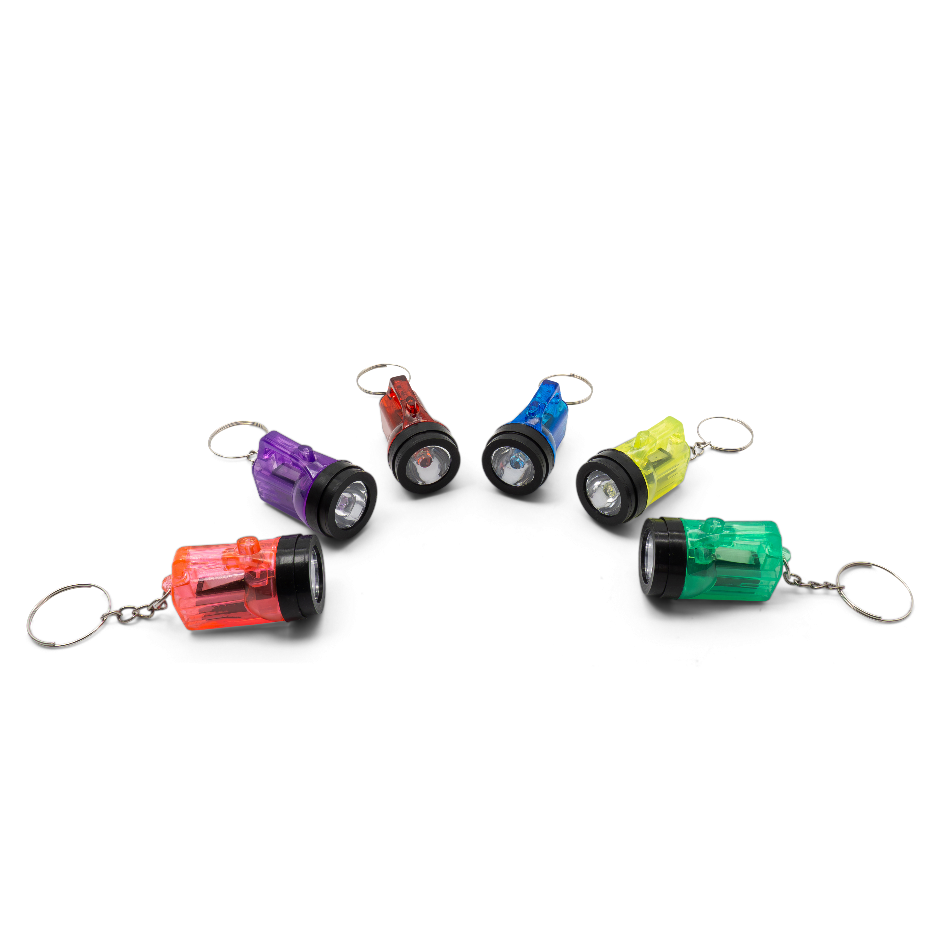 (12er Set) Mini Taschenlampe Schlüsselanhänger mit Spaltring (inkl. LR41 Batterien) - Assortiert