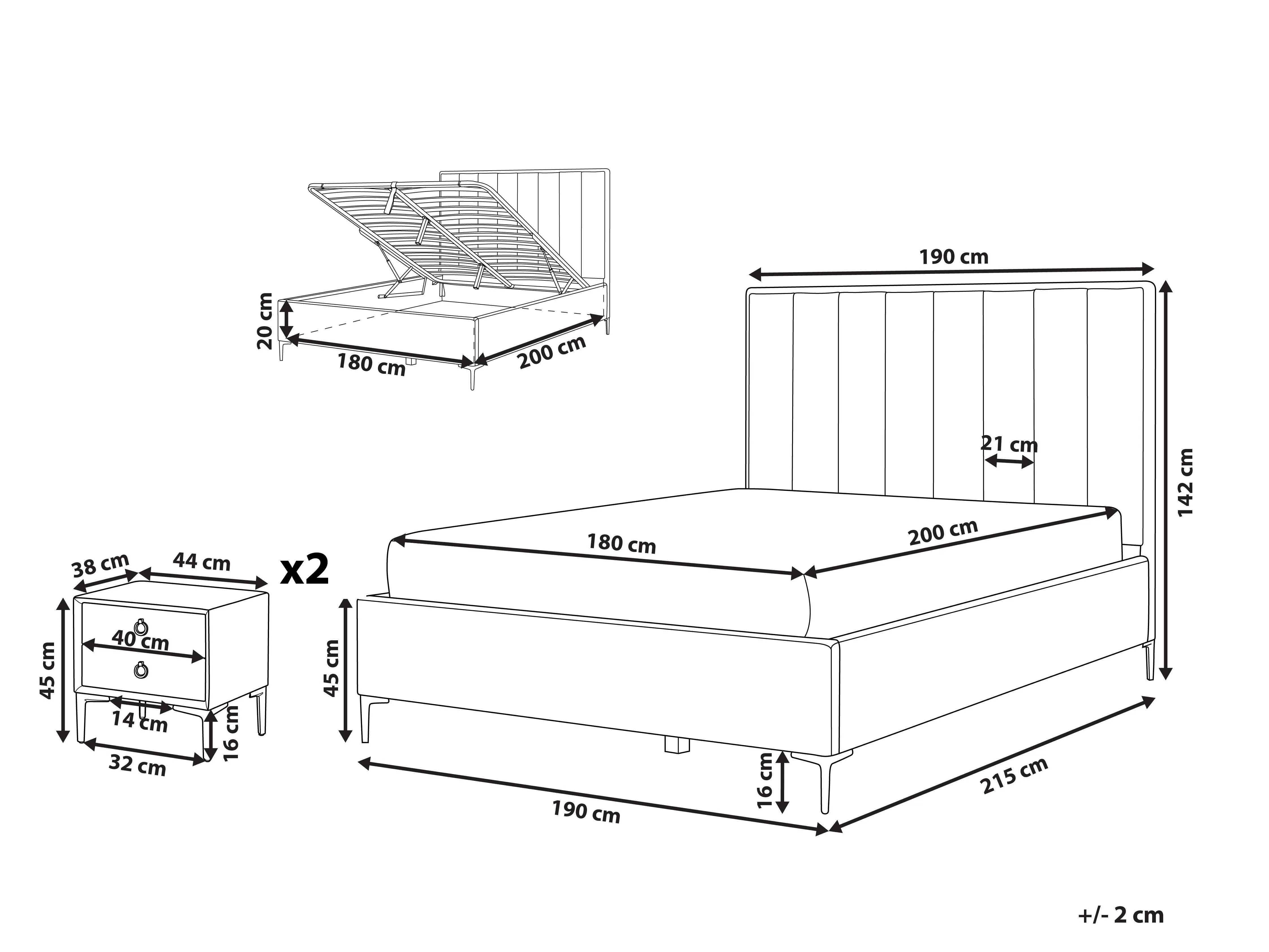 Slaapkamerset Fluweel SEZANNE 180 x 200 cm Taupe