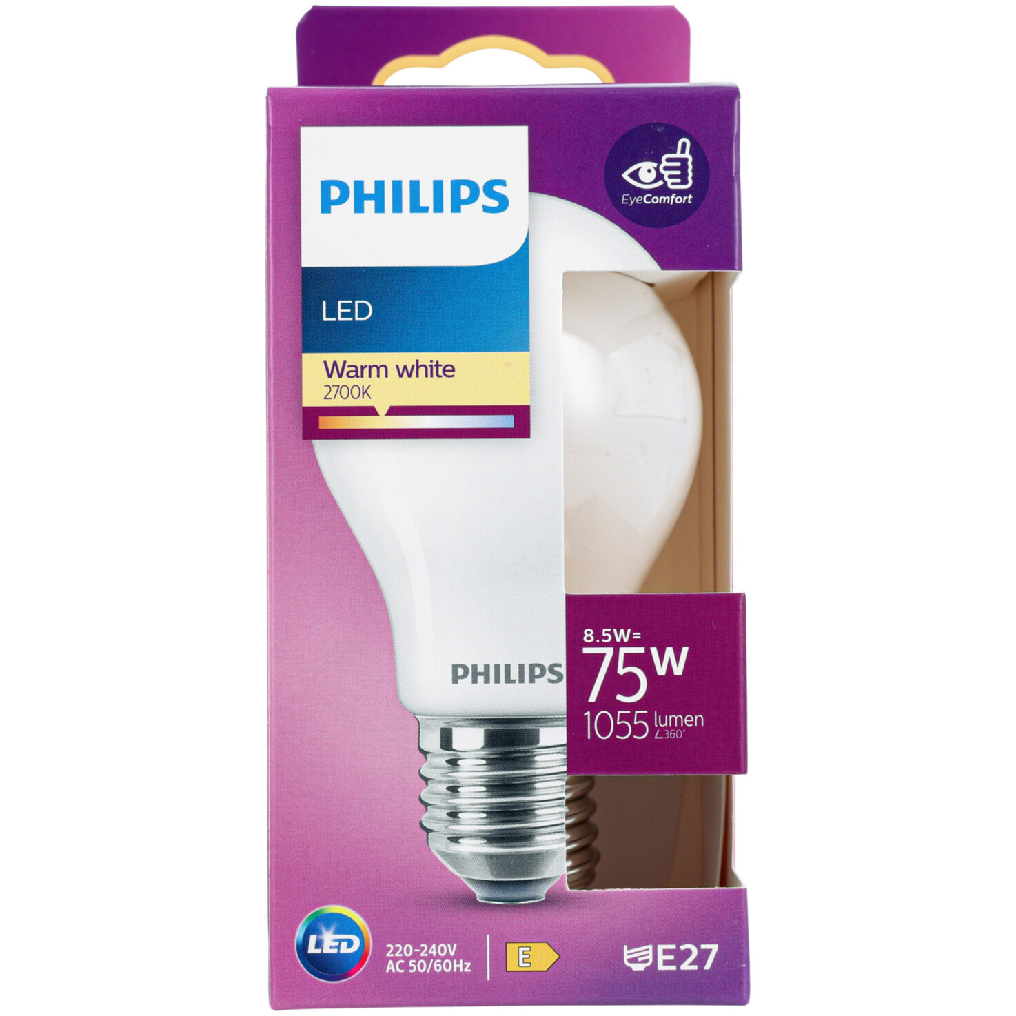 Philips LED-Kolben E27 warmweiss 8.5 W