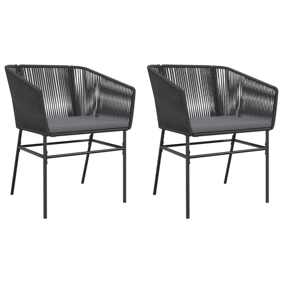 vidaXL - Tuinstoelen - Kussens - Zwart - Poly rattan - 2 stuks