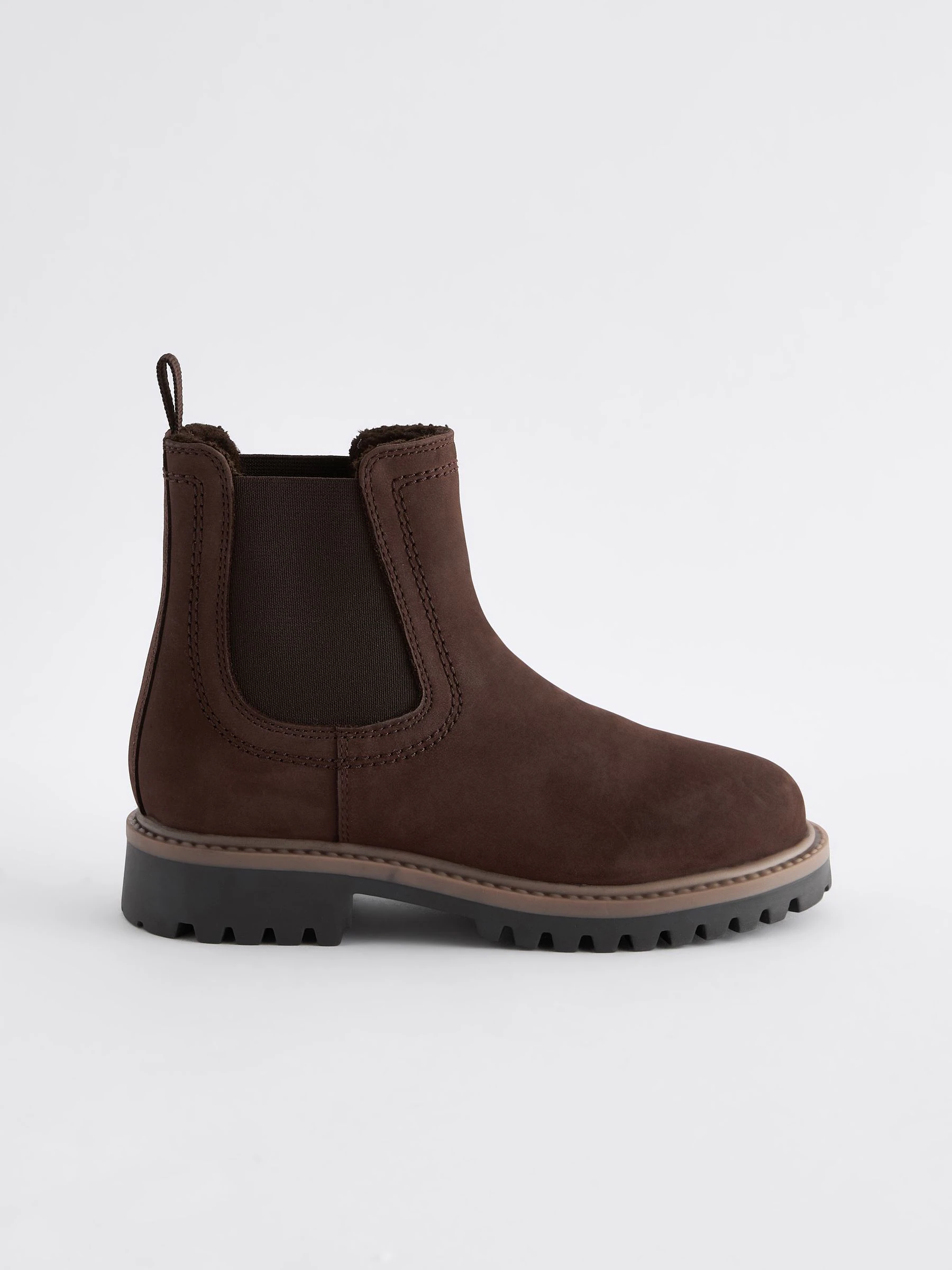 Chocoladebruin - Leren warmgevoerde Chelsea-laarzen