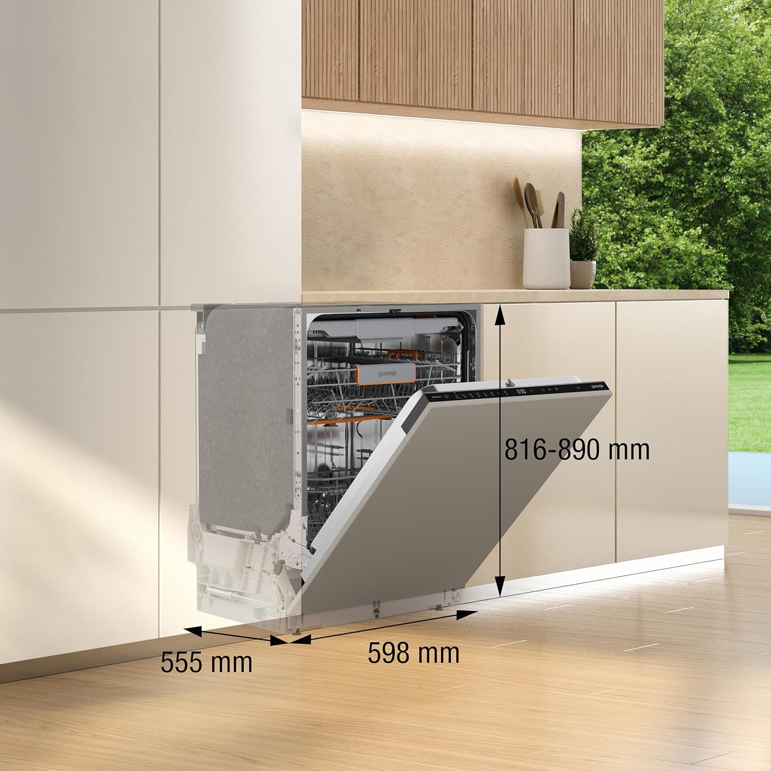 Gorenje GV663A66 Geschirrspüler/Einbaugerät/Made in EU/60 breite/16 Maßgedecke/8 Programme/Nachtprogramm/Status LED Licht/10% besser als Energieeffizienzklasse A/Einbaumaße (HxBxT): 82 x 60 x 55,5cm