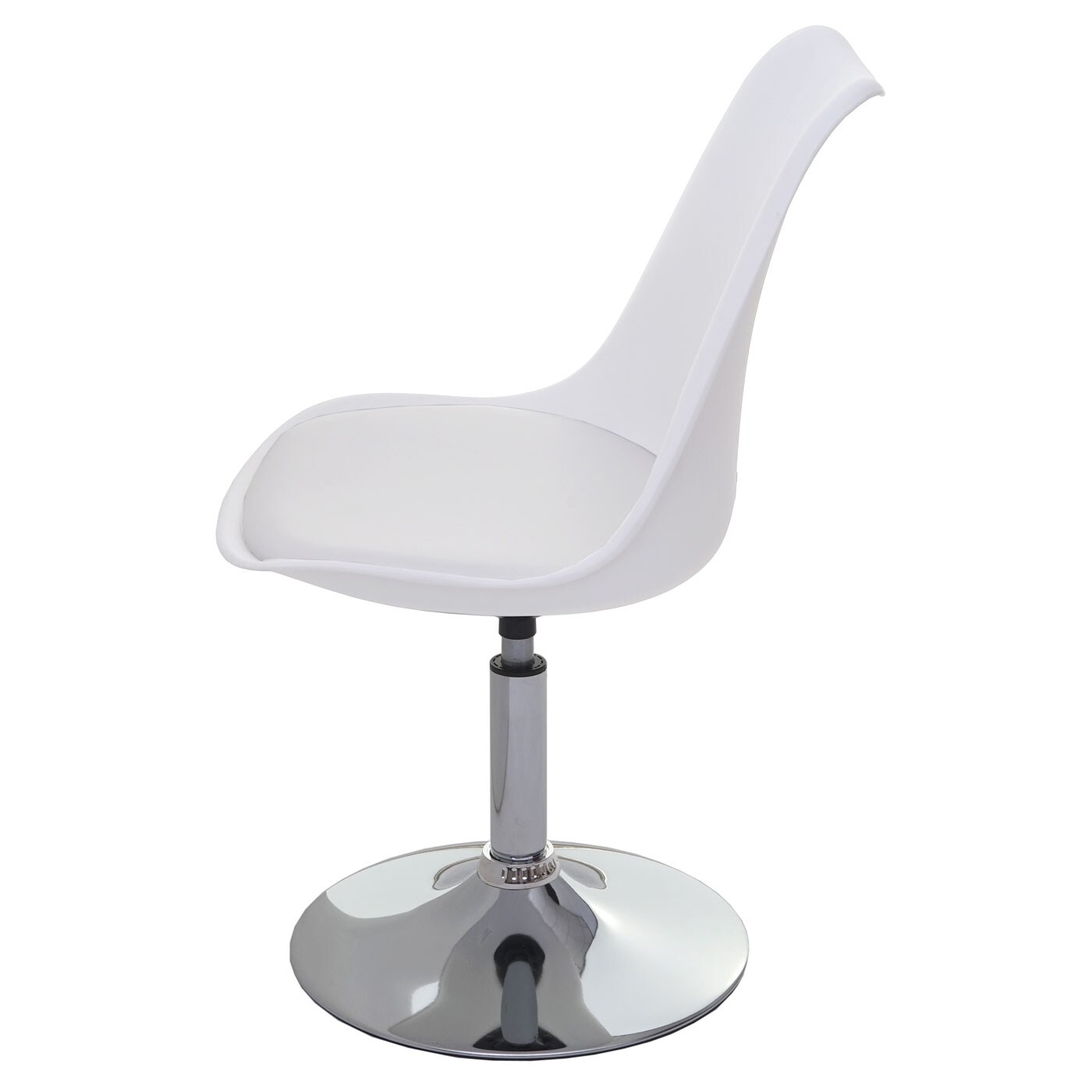 Drehstuhl Vaasa T501, Stuhl Küchenstuhl, höhenverstellbar, Kunstleder ~ weiß, Chromfuß