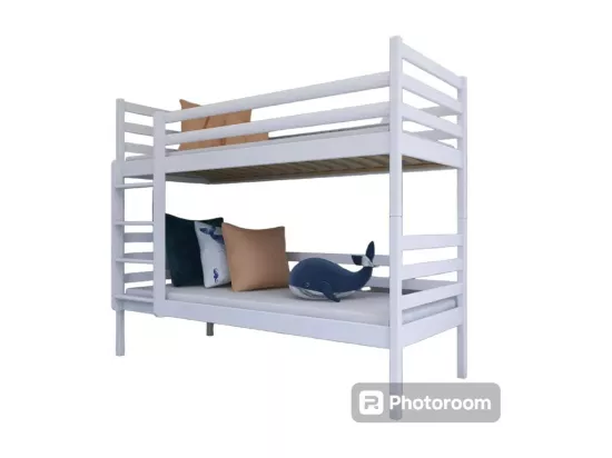 LIT SUPERPOSE SEPARABLE NELIO - Bois massif - 90x190 cm Blanc Livré avec sommiers
