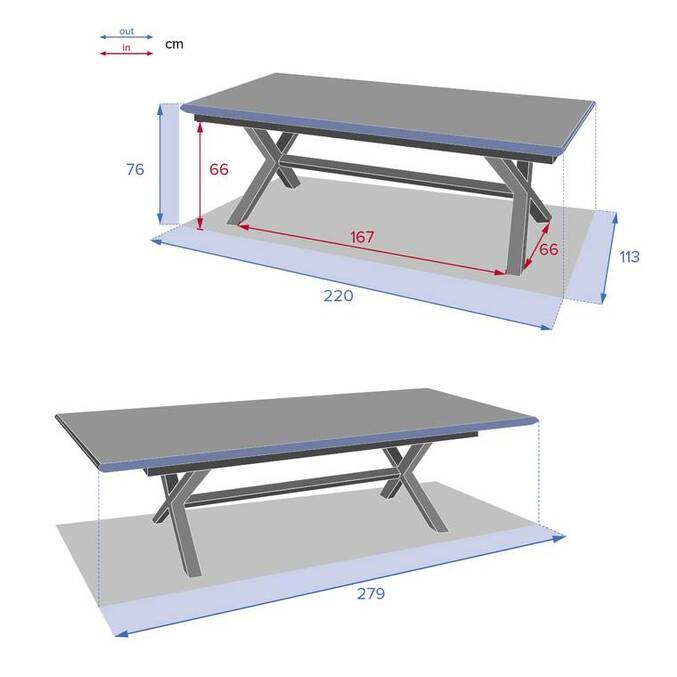 Table de jardin extensible AXIOME Effet bois Lin & Blanc