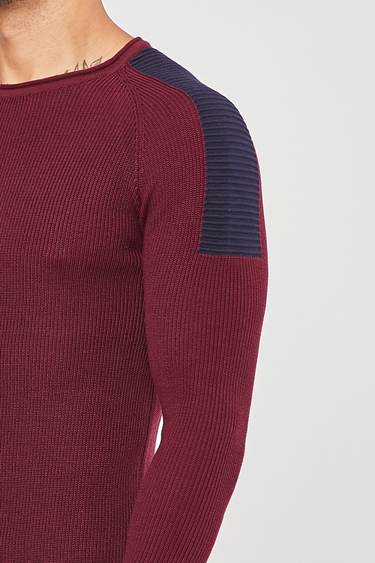Pull fin bordeaux slim