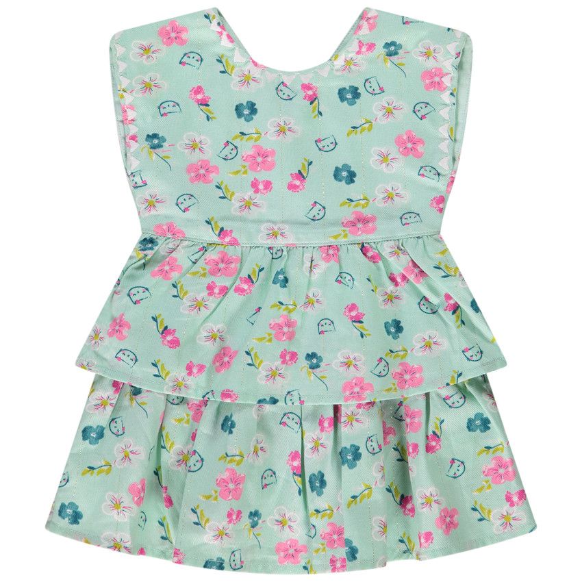 Robe en voile de coton imprimé fleuri pour bébé fille - Vert
