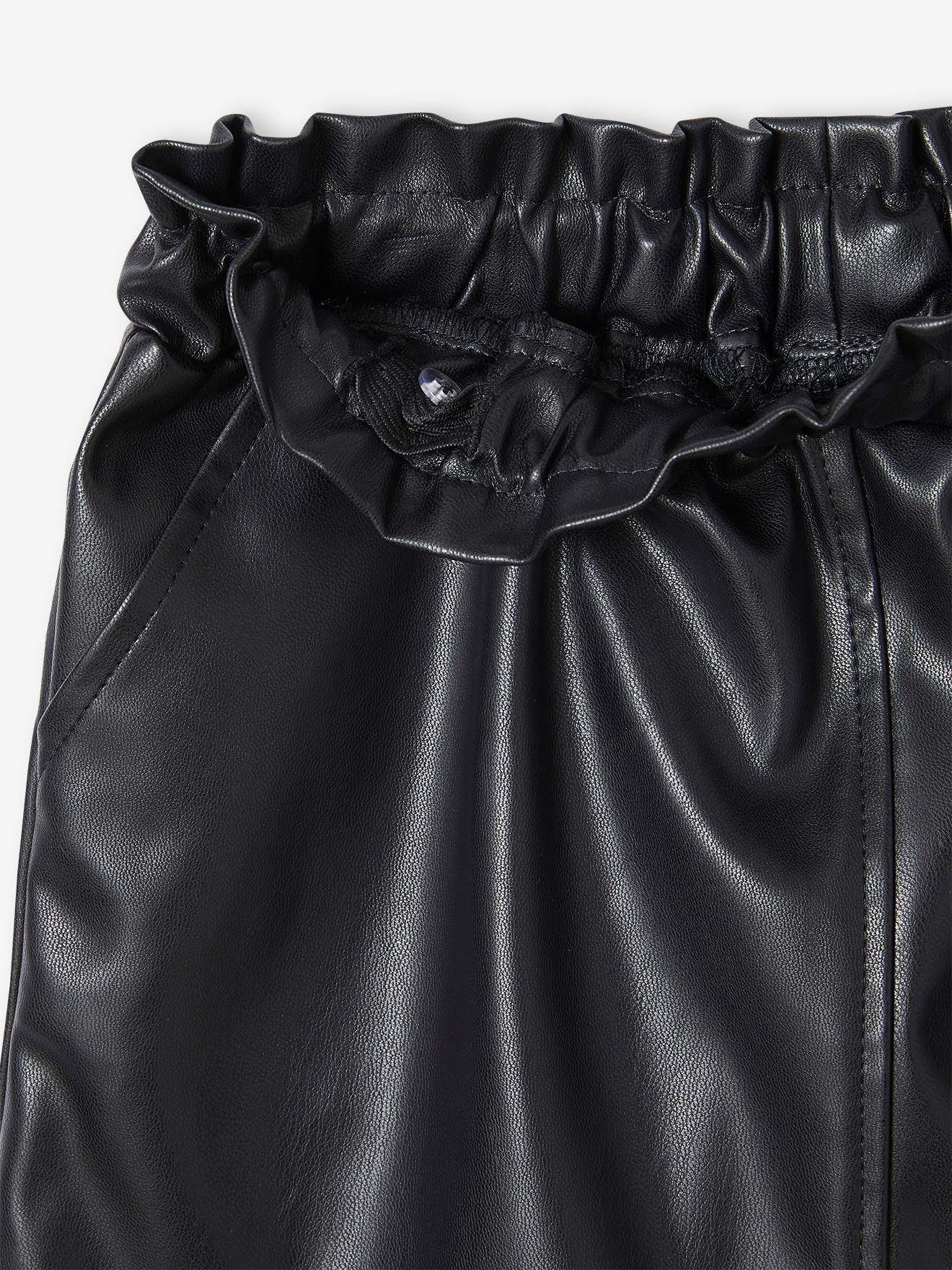Saia preta de couro sintético para meninas