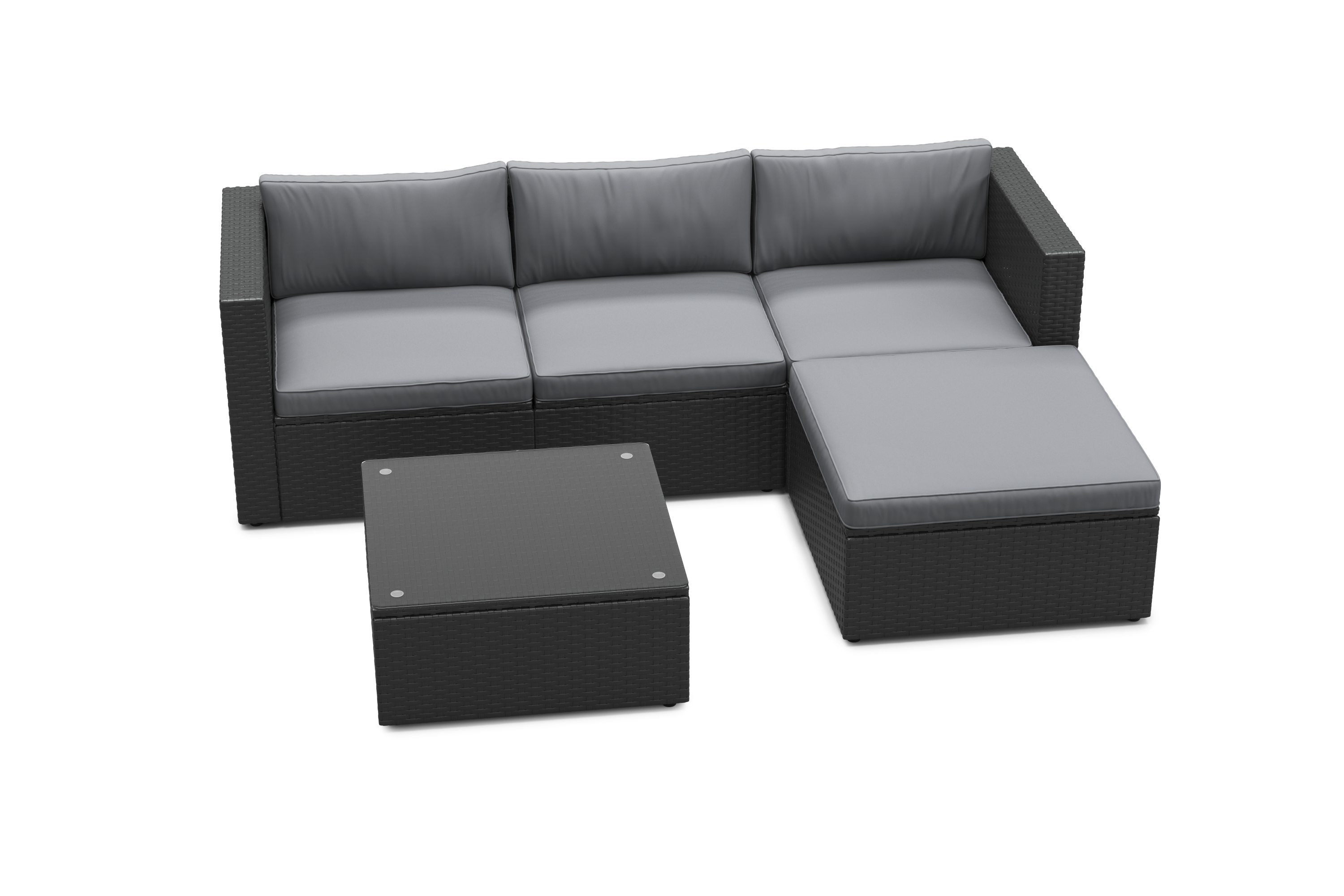 Rattanlounge MALIBU schwarz/anthrazit