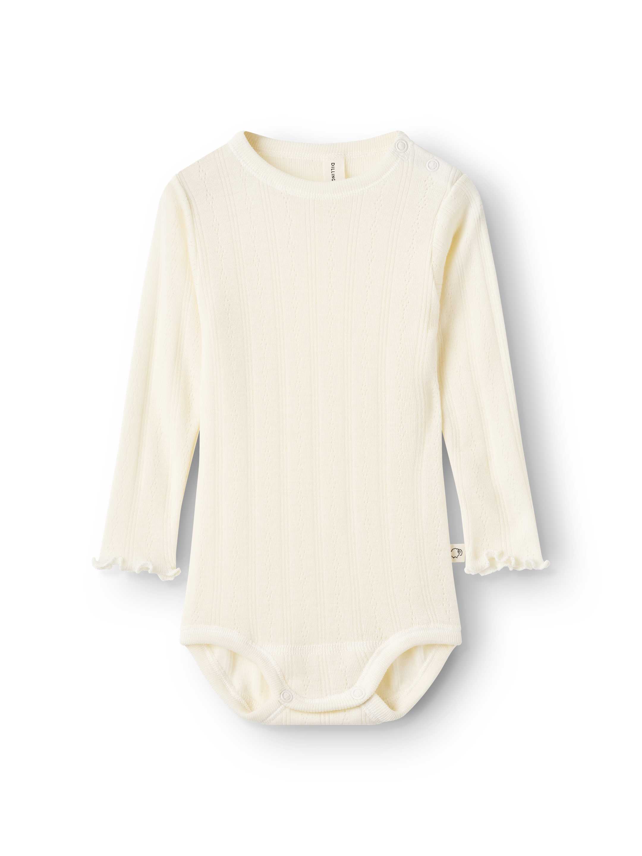 Pointelle romper met lange mouw van merinowol voor baby’s