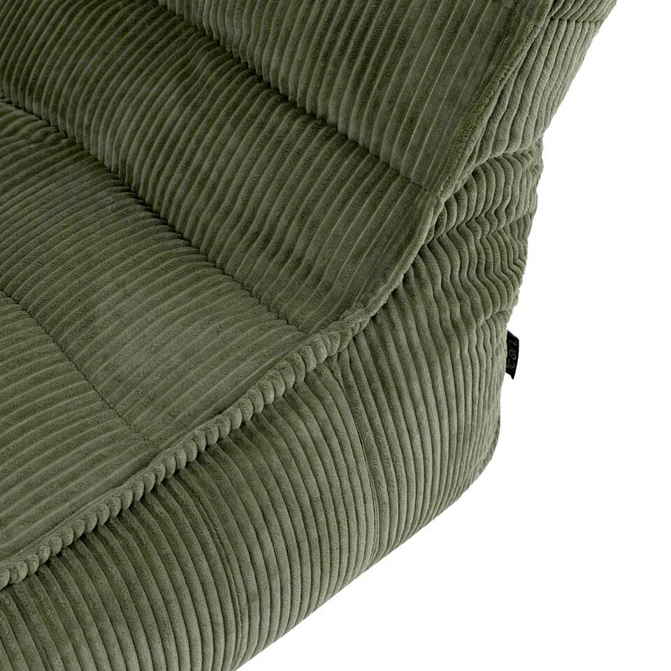 icon - Dolce Lounge Zitzak - Ligstoel - Ribfluweel Fauteuil - Saliegroen