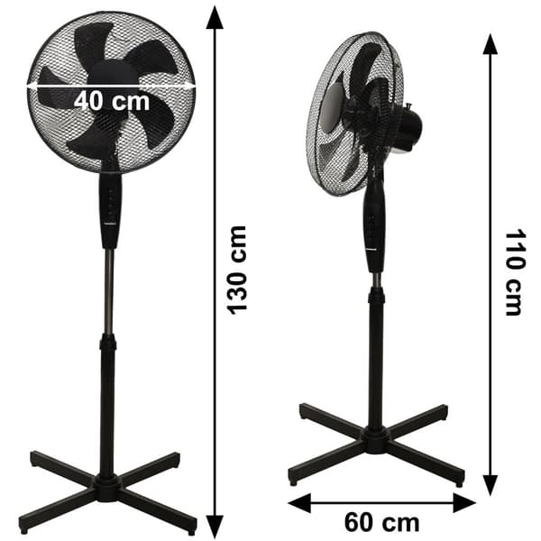 Stående gulvvifte 45W – 3 moduser, 5 blader, svart